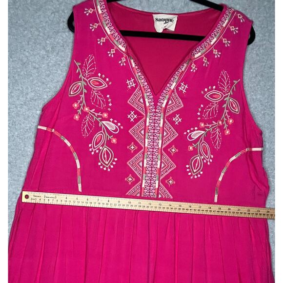 Savanna Jane women's dress pink floral embroidered midi boho lined v-neck 1X - Picture 13 of 13
